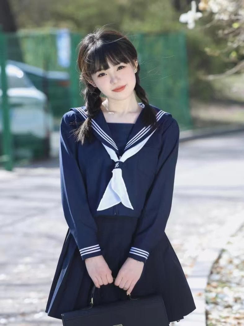 セーラー服 伝統美学 セーラー風長袖トップス