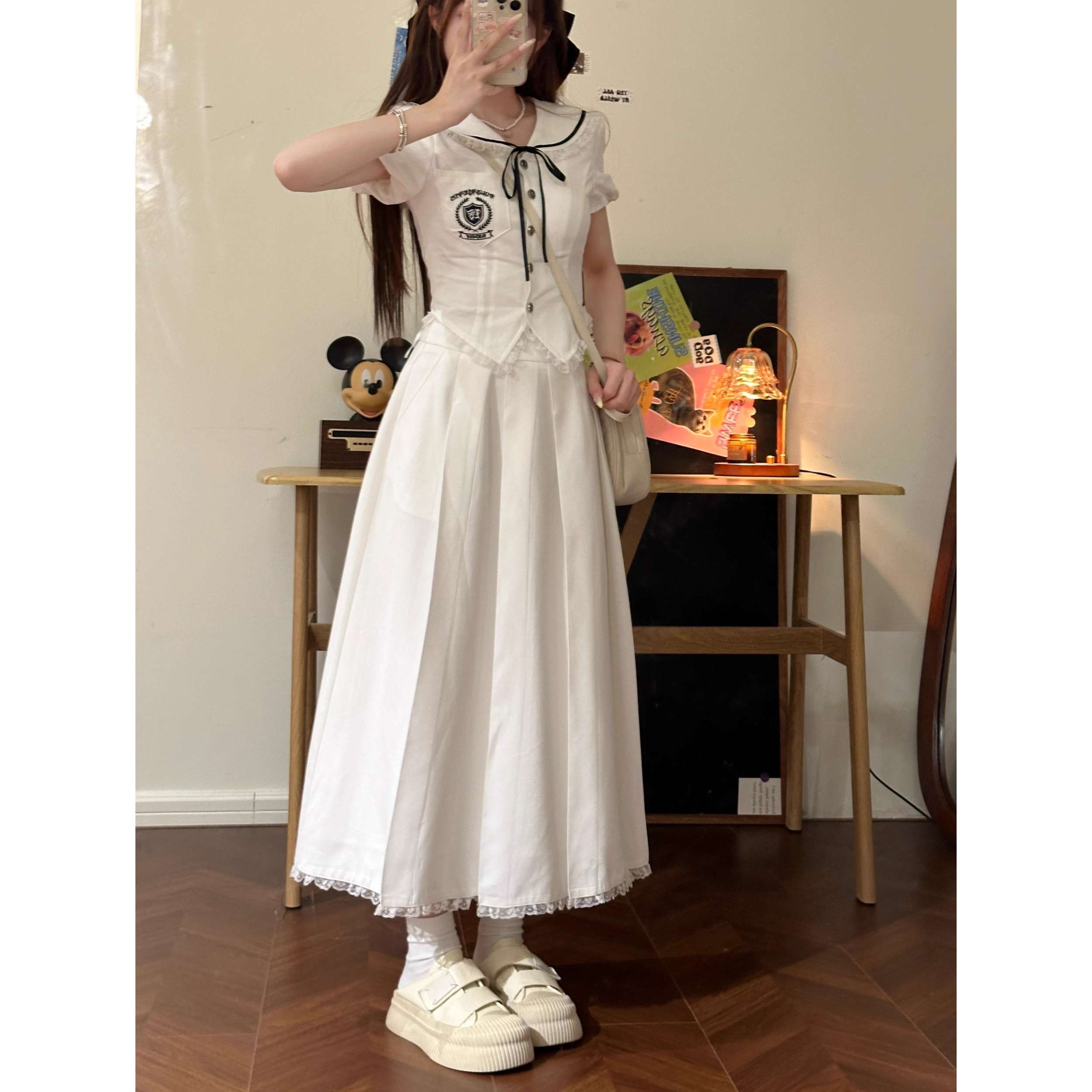 セーラー服 学園風セーラーカラー長袖ワンピース