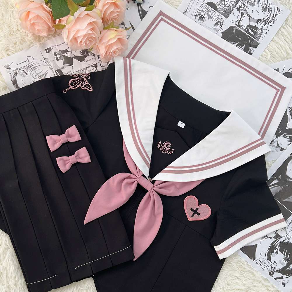 セーラー服 ゴシック風 ピンクアクセント制服セット