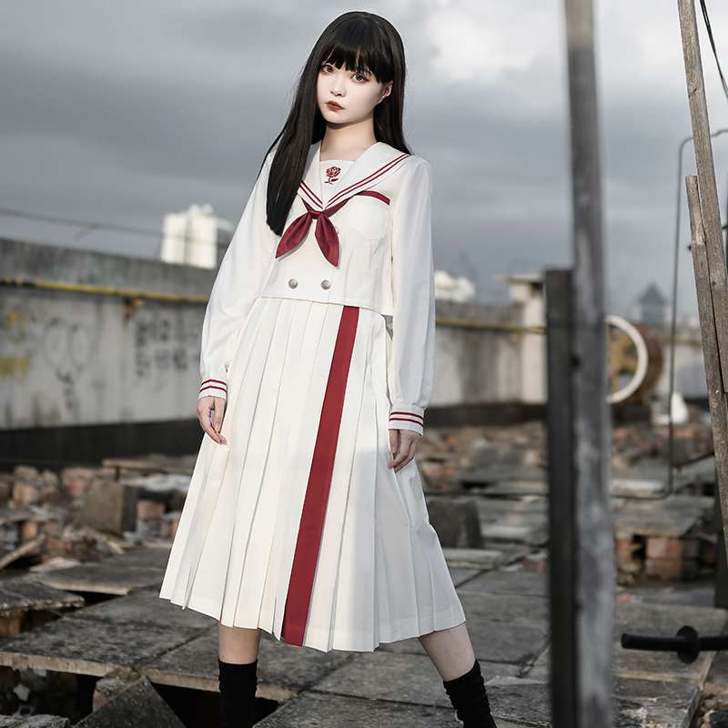 セーラー服 学園風ロングセーラーワンピース