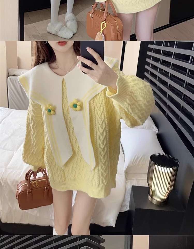 セーラー服 セーラー襟オーバーサイズニットワンピース