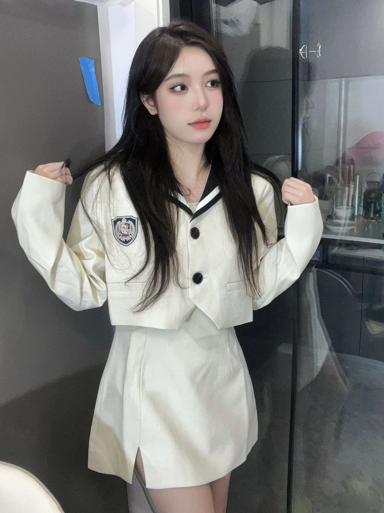 セーラー服 学園風セーラー白ジャケット