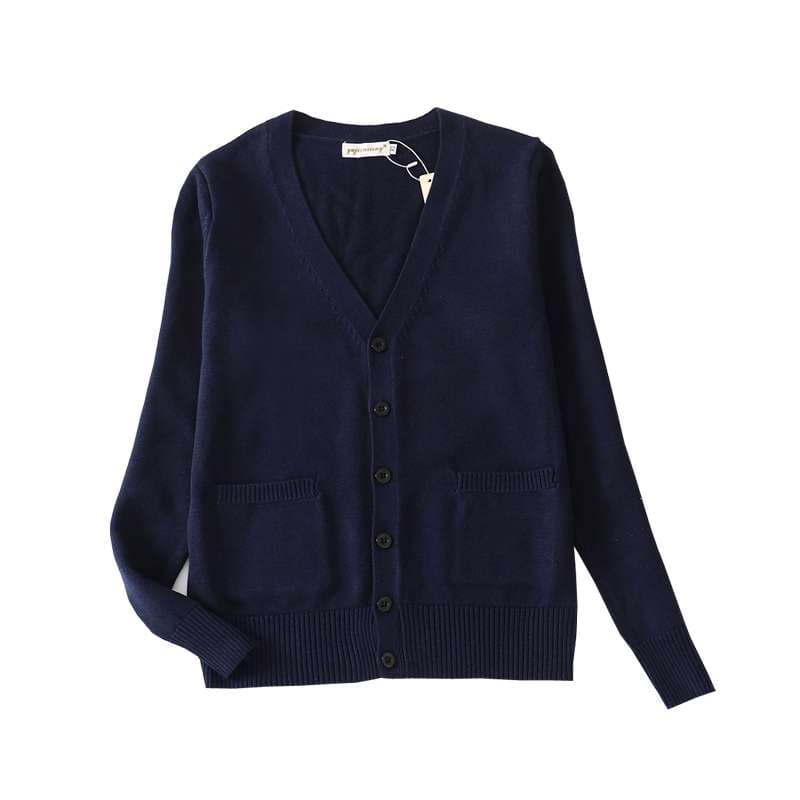 セーラー服 学生風マルチカラーVネックカーディガン
