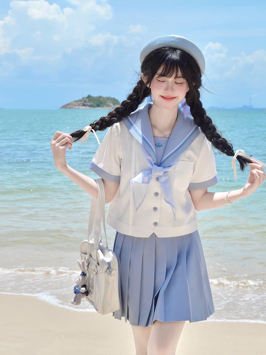 セーラー服 マリン風セーラー半袖ブラウス