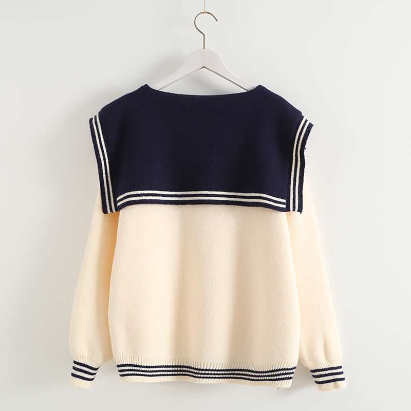 セーラー服 セーラー襟リボン付きニットセーター