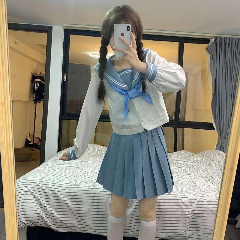 セーラー服 清楚可愛いセーラー風ツーピースセット