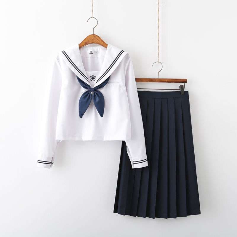 セーラー服 クラシック風 トップス 花柄刺繍入り