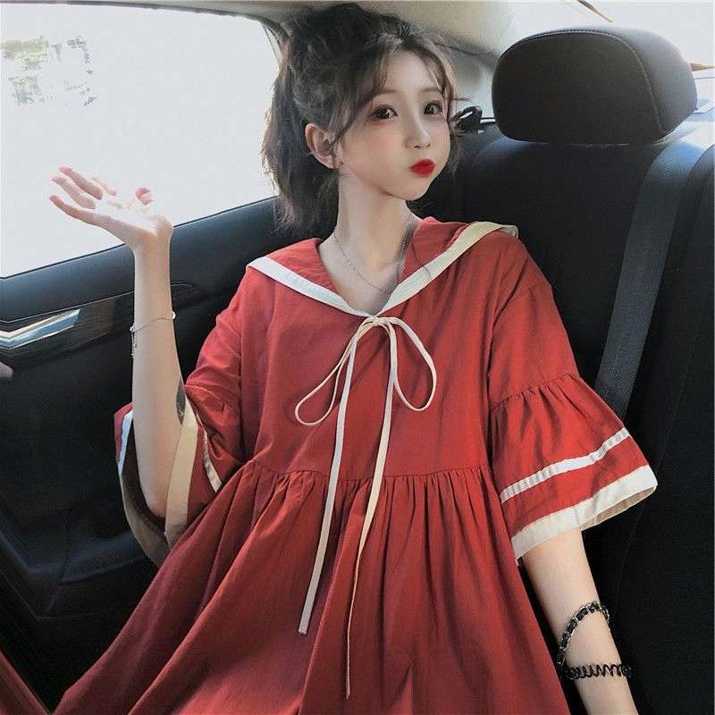 セーラー服 甘めセーラー襟フレアワンピース