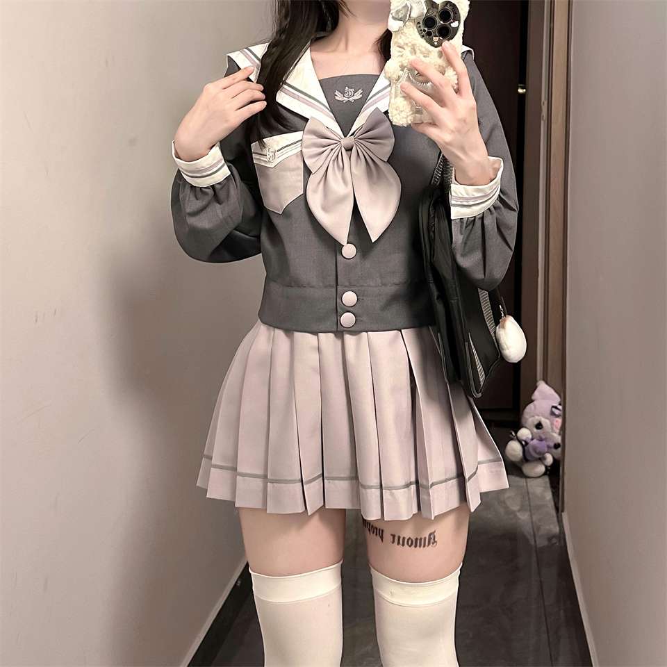 セーラー服 JK風 コスプレセット グレー&ピンク