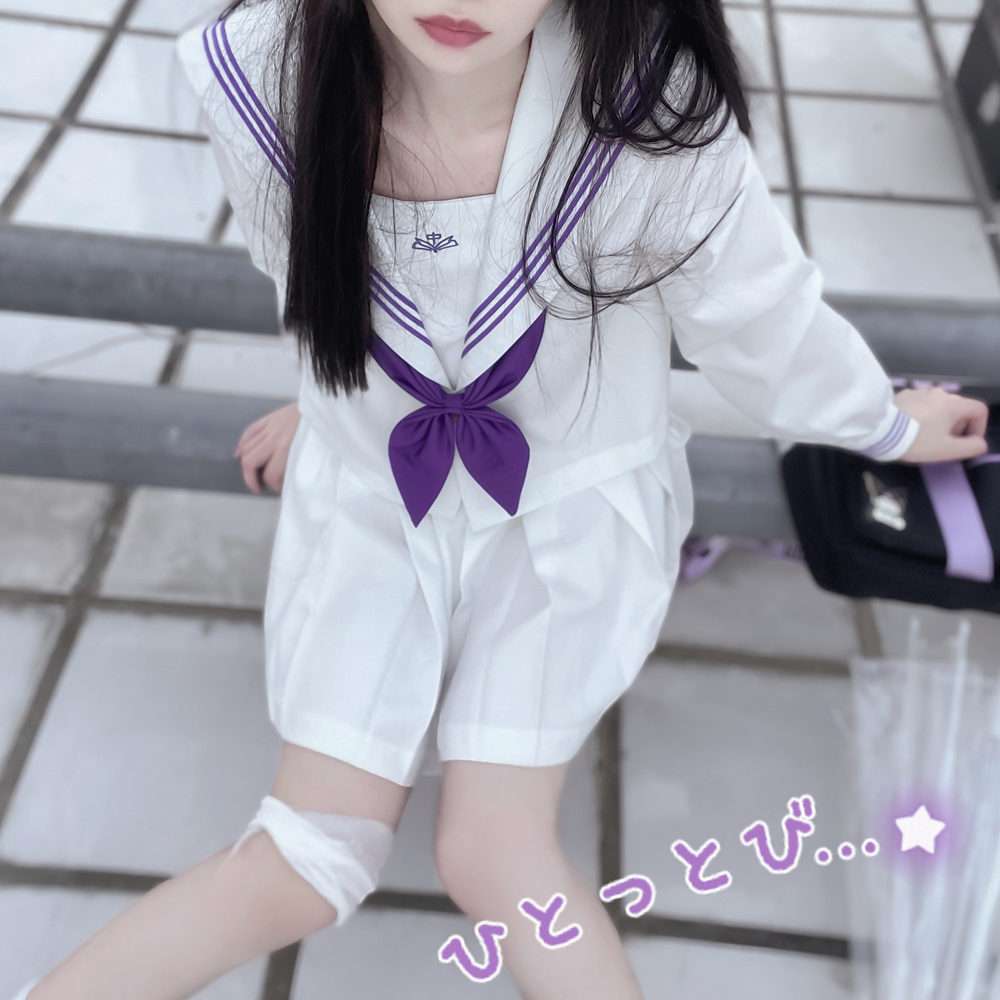 セーラー服 紫リボンの清楚長袖 制服