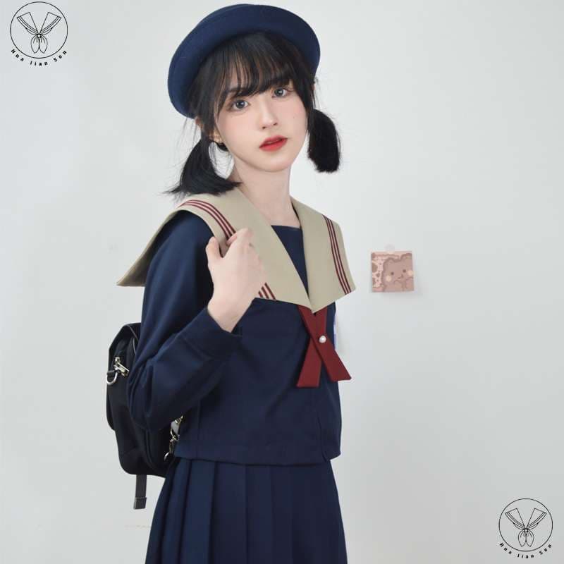 セーラー服 レトロ風味 長袖ワンピース