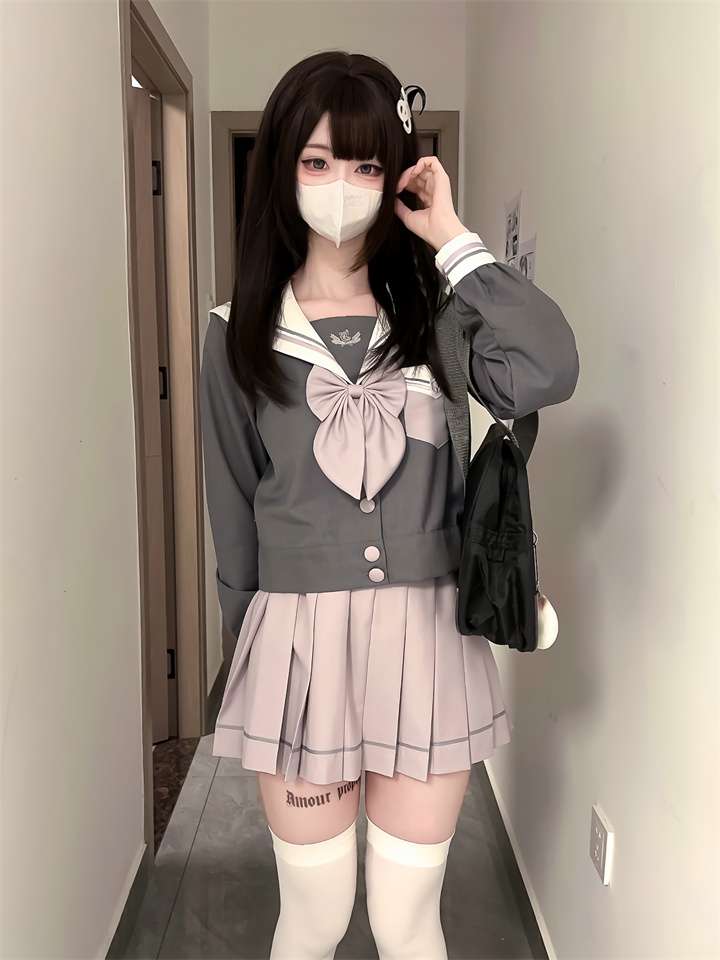 セーラー服 JK風 コスプレセット グレー&ピンク