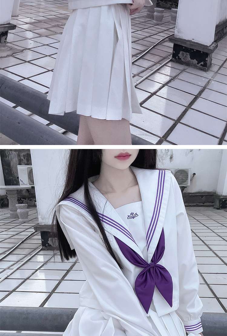 セーラー服 紫リボンの清楚長袖 制服