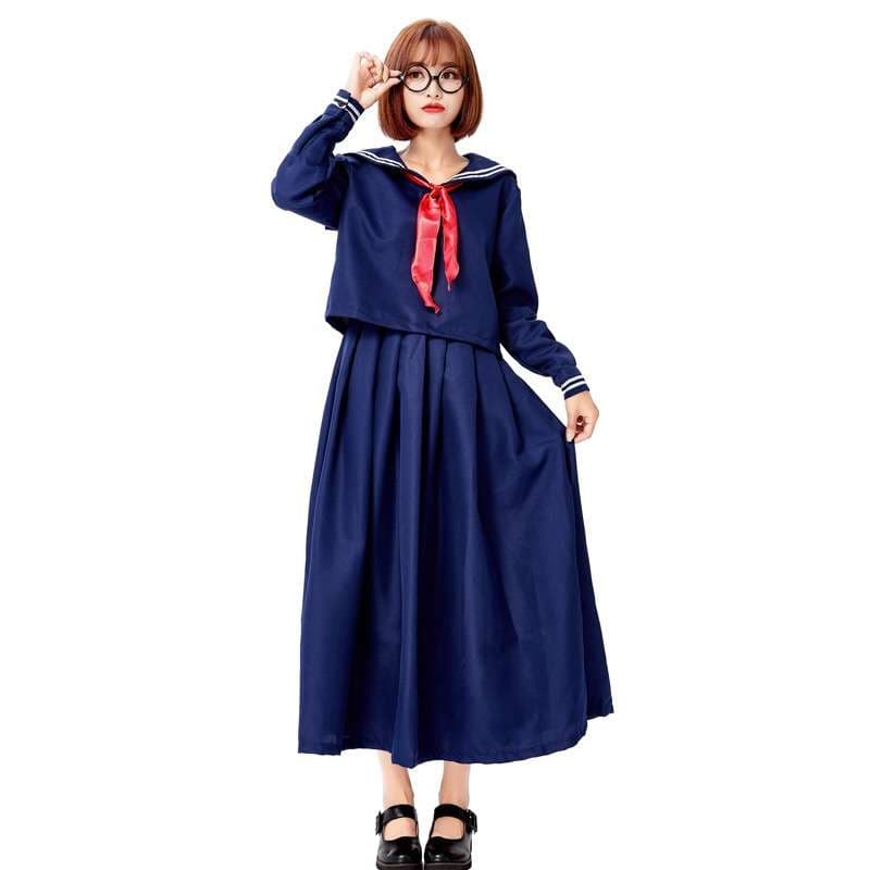セーラー服 長袖 ワンピース 学生風