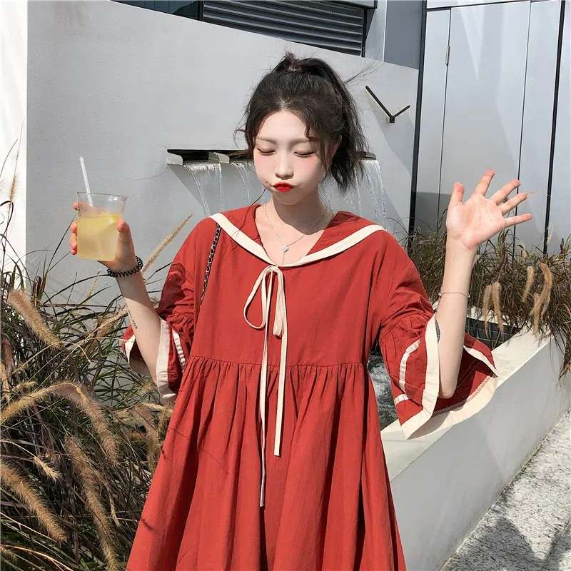 セーラー服 ガーリーセーラーカラーワンピース