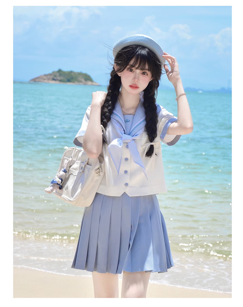 セーラー服 マリン風セーラー半袖ブラウス