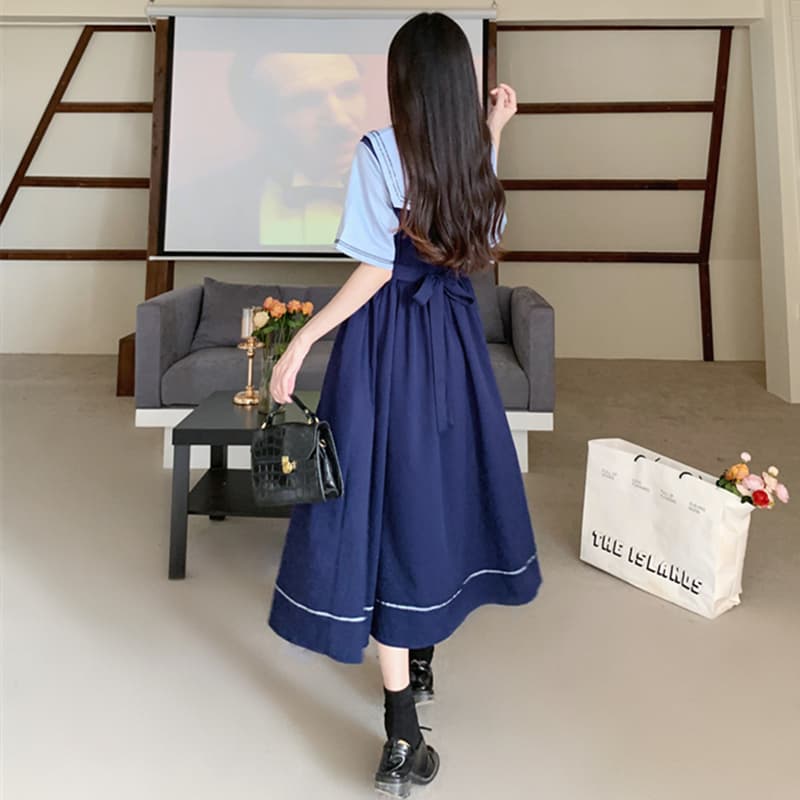 セーラー服 リボン付きセーラーワンピース