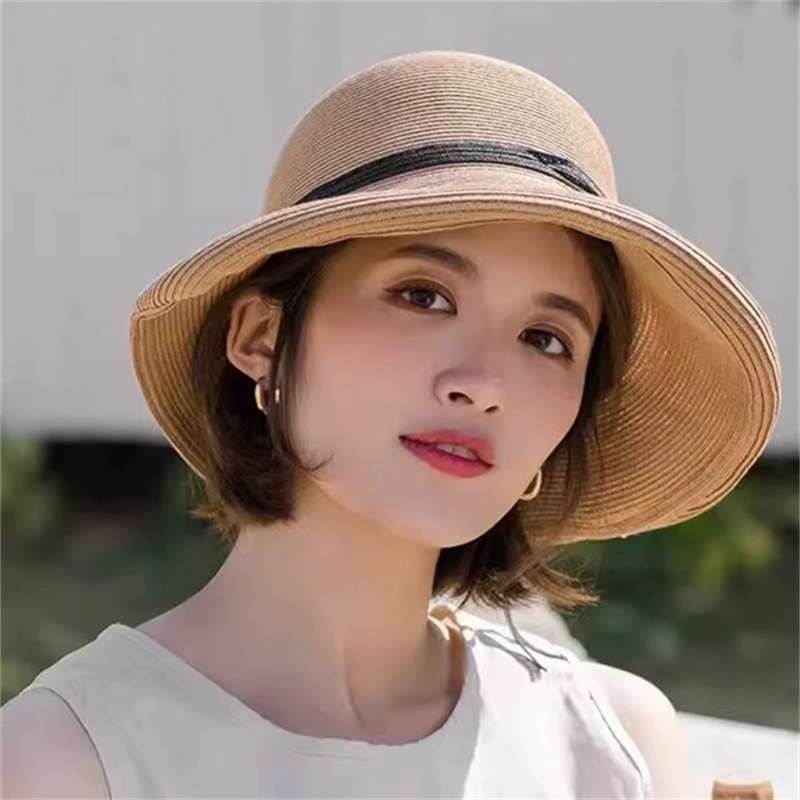 セーラー服 夏の日よけリボン付き麦わら帽子