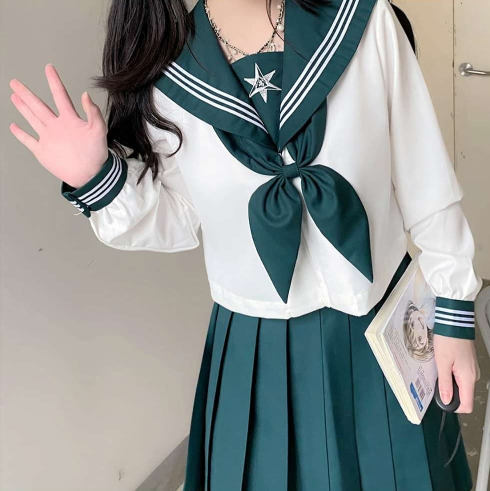 セーラー服 星柄セーラー襟プリーツワンピース