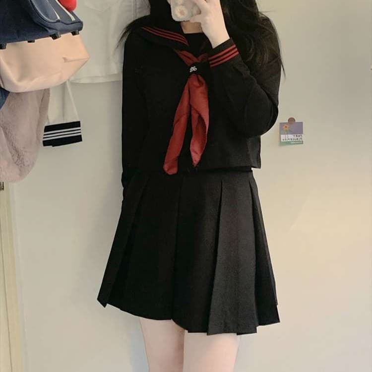 セーラー服 赤リボン襟付き 制服セット