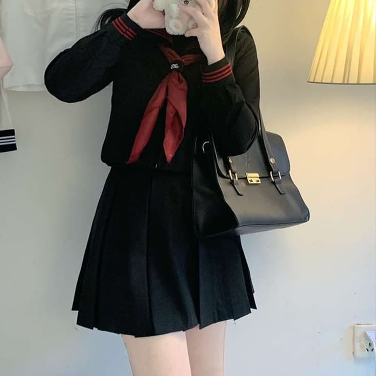 セーラー服 赤リボン襟付き 制服セット