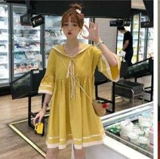 セーラー服 セーラー襟フリル袖リボンワンピース