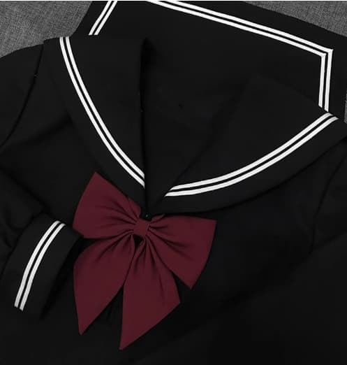 セーラー服 【大きいサイズ】 クラシック黒 赤リボン付き