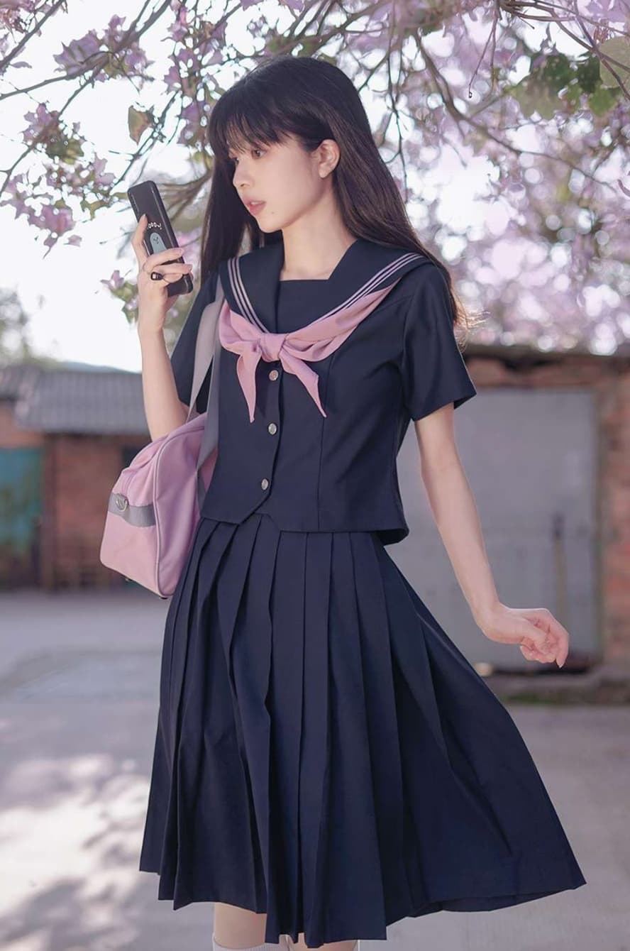 セーラー服 【大きいサイズ】清楚系女子高生風 女装