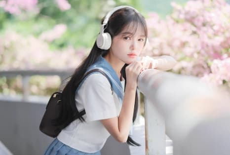 セーラー服 桜色に映える白青