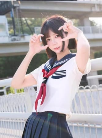 セーラー服 夏らしい爽やかなリボン付き学生