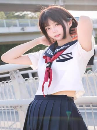 セーラー服 夏らしい爽やかなリボン付き学生