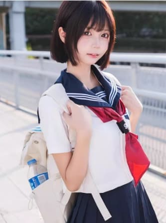 セーラー服 夏らしい爽やかなリボン付き学生
