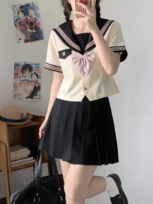 セーラー服 清楚可愛いピンク×ネイビー 制服風
