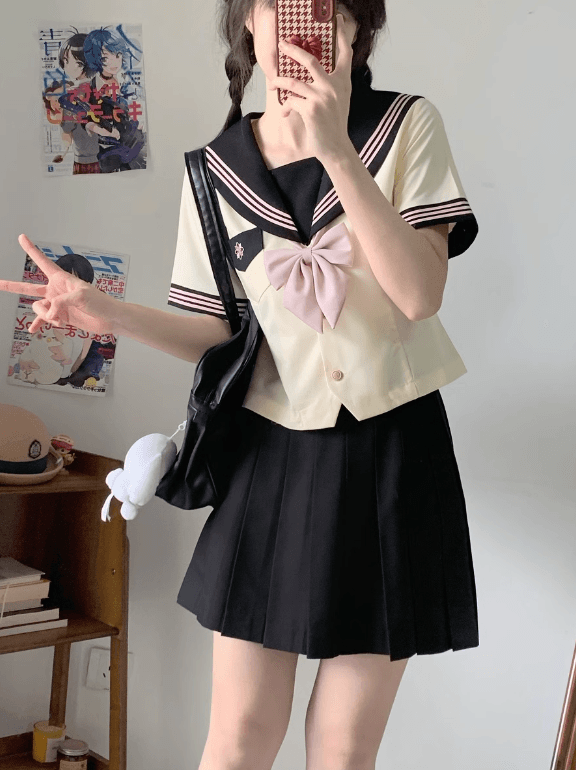 セーラー服 清楚可愛いピンク×ネイビー 制服風