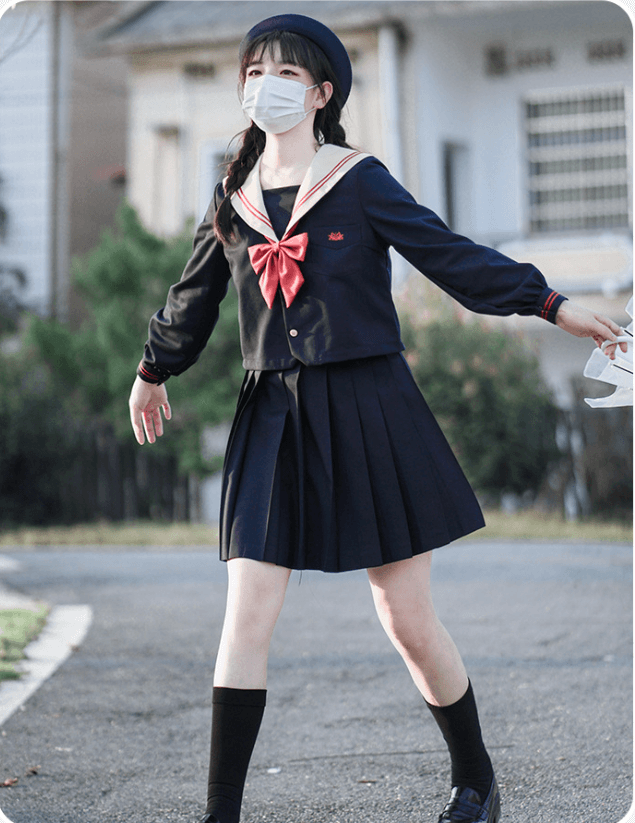 セーラー服 長袖 可愛いリボン付き