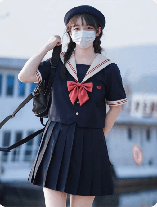 セーラー服 長袖 可愛いリボン付き