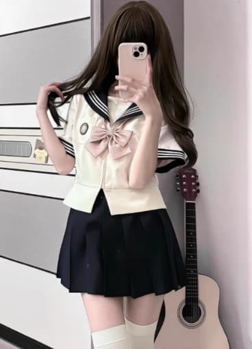 セーラー服 白ブラウス 風制服セット