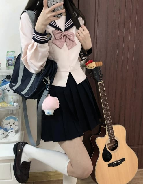 セーラー服 白ブラウス 風制服セット