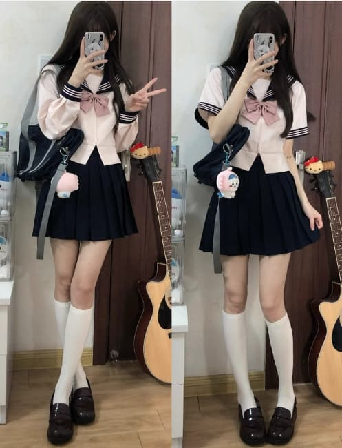 セーラー服 白ブラウス 風制服セット