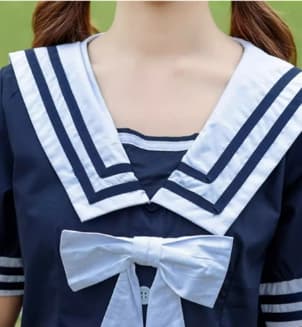 セーラー服 レトロ可愛い紺色セーラーカラーワンピース