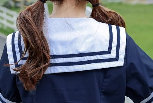 セーラー服 レトロ可愛い紺色セーラーカラーワンピース