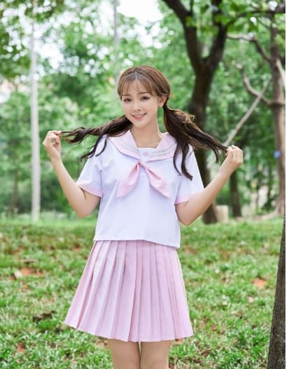 セーラー服 可愛い桜色 スクールコーデセット