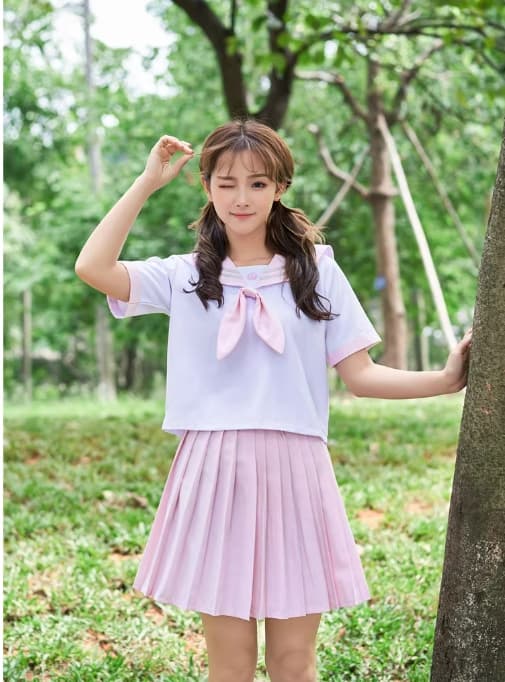 セーラー服 可愛い桜色 スクールコーデセット