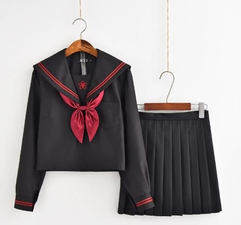セーラー服 モダンセーラー風制服 黒×赤リボン