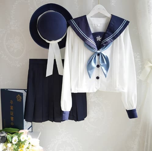 セーラー服 清楚な雰囲気のプリーツスカート制服セット