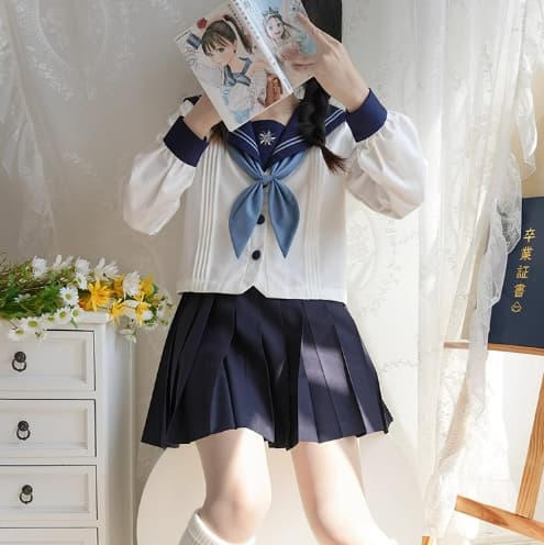 セーラー服 清楚な雰囲気のプリーツスカート制服セット