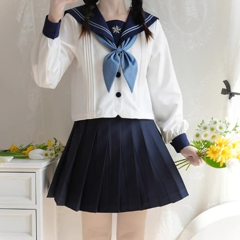 セーラー服 清楚な雰囲気のプリーツスカート制服セット