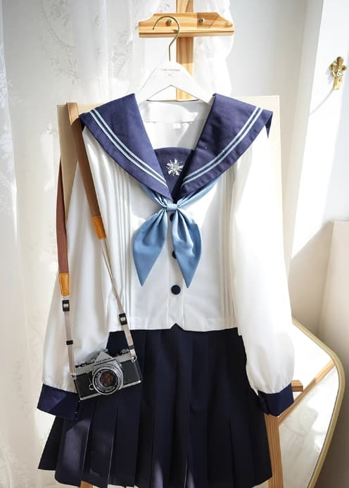 セーラー服 清楚な雰囲気のプリーツスカート制服セット