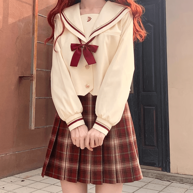 セーラー服 クリスマスカラーの学園風セーラーコーデセット