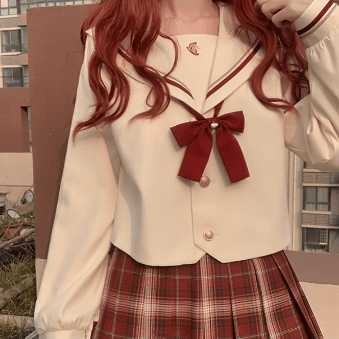 セーラー服 クリスマスカラーの学園風セーラーコーデセット
